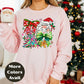 Peace Santa Christmas Shirt or Sweatshirt – Bright Holiday Bow & Tree Design – Small -4XL and Plus Size – Multiple Colors