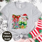 Peace Santa Christmas Shirt or Sweatshirt – Bright Holiday Bow & Tree Design – Small -4XL and Plus Size – Multiple Colors