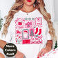 Pink Tis the Season Christmas Shirt or Sweatshirt – Cute Holiday Icons – Small-4XL and Plus Size – Multiple Colors