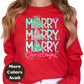 Merry Merry Merry Christmas Shirt or Sweatshirt – Pastel Christmas Tree Holiday Top – Small-4XL and Plus Size – Multiple Colors