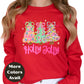 Holly Jolly Christmas Shirt or Sweatshirt – Pastel Christmas Tree Holiday Top – Small-4XL and Plus Size – Multiple Colors