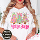 Holly Jolly Christmas Shirt or Sweatshirt – Pastel Christmas Tree Holiday Top – Small-4XL and Plus Size – Multiple Colors
