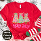 Holly Jolly Christmas Shirt or Sweatshirt – Pastel Christmas Tree Holiday Top – Small-4XL and Plus Size – Multiple Colors