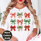 Christmas Bows Shirt or Sweatshirt – Festive Holiday Bow Graphic Top – Small-4XL and Plus Size – Multiple Colors