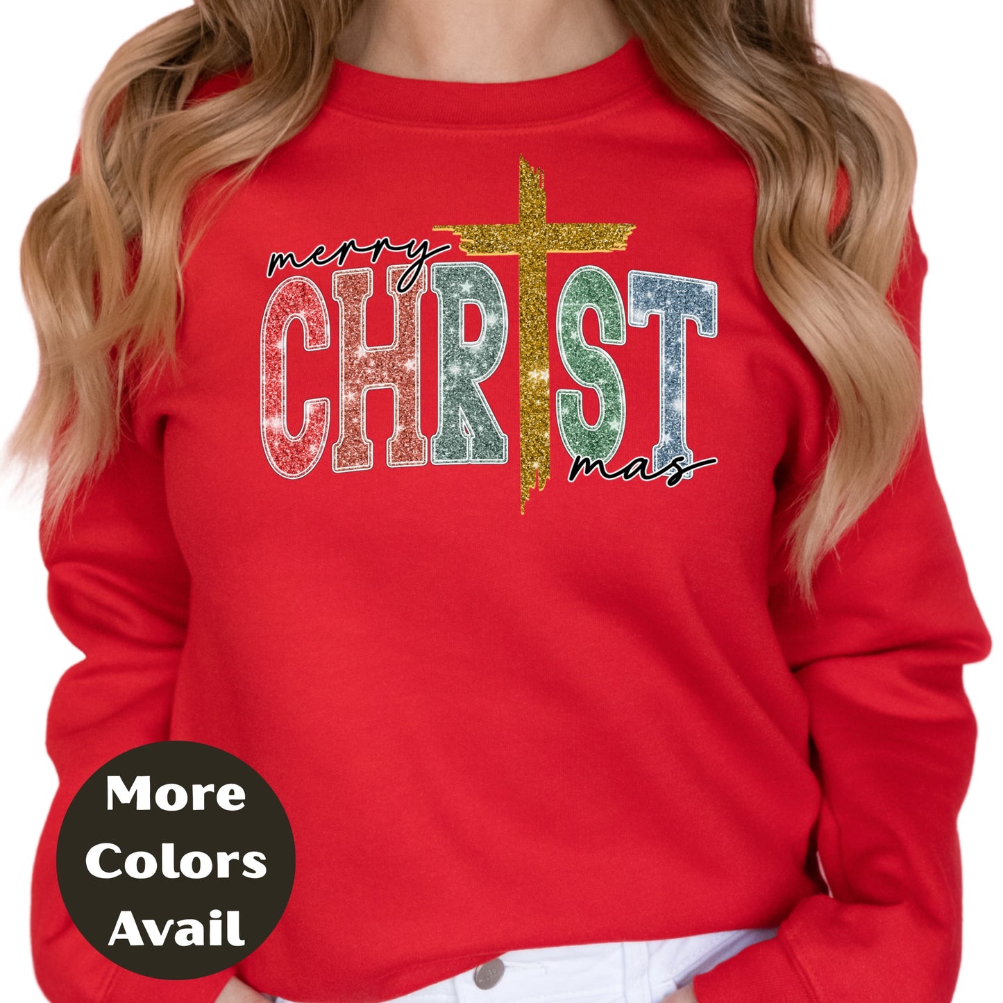 Merry Christmas Christian Cross Shirt or Sweatshirt – Religious Christmas Graphic Tee Small-4XL and Plus Size – Multiple Colors