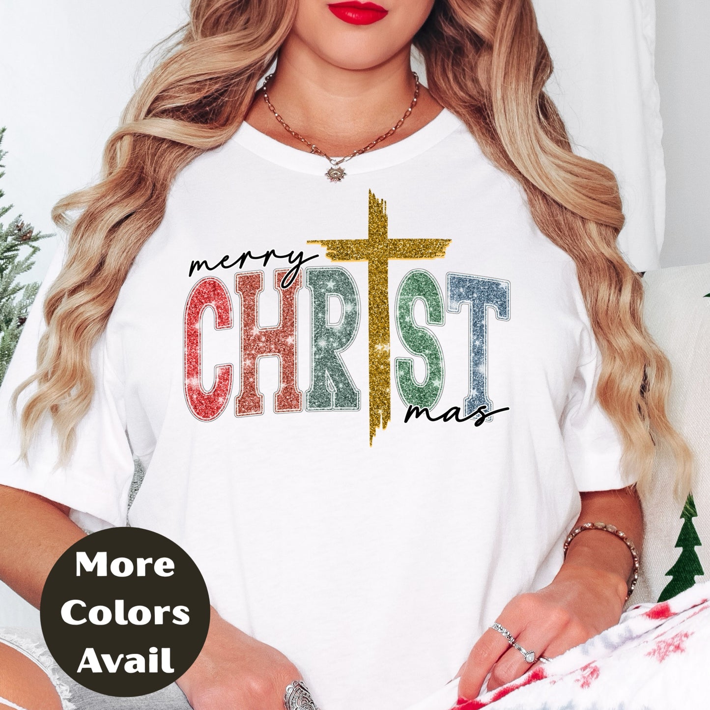 Merry Christmas Christian Cross Shirt or Sweatshirt – Religious Christmas Graphic Tee Small-4XL and Plus Size – Multiple Colors