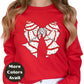 Christmas Bow Shirt or Sweatshirt – Red Glitter Striped Bow Top – Cute Holiday Graphic – Small-4XL and Plus Size – Multiple Colors