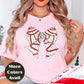 Christmas Bow Shirt or Sweatshirt – Red Glitter Striped Bow Top – Cute Holiday Graphic – Small-4XL and Plus Size – Multiple Colors