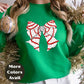 Christmas Bow Shirt or Sweatshirt – Red Glitter Striped Bow Top – Cute Holiday Graphic – Small-4XL and Plus Size – Multiple Colors