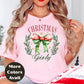 Christmas Girly Shirt or Sweatshirt – Festive Bow & Wreath Holiday Top – Cute Winter Shirt – Small-4XL and Plus Size – Multiple Colors