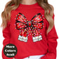 Red Christmas Bow Shirt or Sweatshirt – Holiday Lights Bow Top - Small-4XL and Plus Size – Multiple Colors