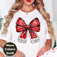 Red Christmas Bow Shirt or Sweatshirt – Holiday Lights Bow Top - Small-4XL and Plus Size – Multiple Colors