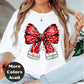 Red Christmas Bow Shirt or Sweatshirt – Holiday Lights Bow Top - Small-4XL and Plus Size – Multiple Colors