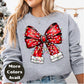 Red Christmas Bow Shirt or Sweatshirt – Holiday Lights Bow Top - Small-4XL and Plus Size – Multiple Colors