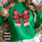 Red Christmas Bow Shirt or Sweatshirt – Holiday Lights Bow Top - Small-4XL and Plus Size – Multiple Colors