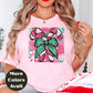 Candy Cane Bow Christmas Shirt or Sweatshirt – Small-4XL and Plus Size – Multiple Colors