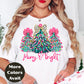 Merry & Bright Christmas Shirt or Sweatshirt – Pink Bow Christmas Trees Tee – Festive Holiday Top – S-4XL Plus Size – Multiple Colors