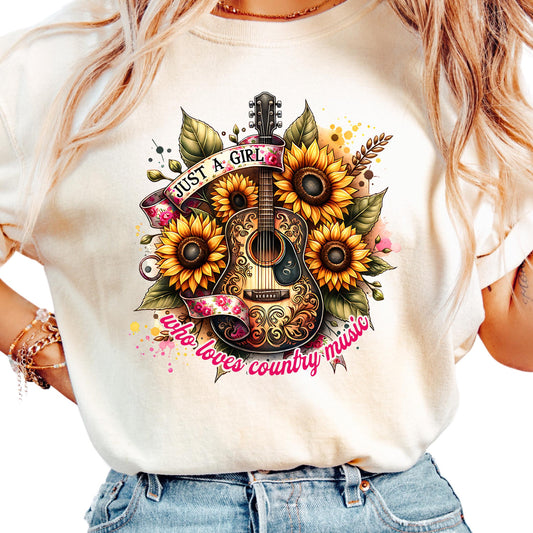 Just a Girl Who Loves Country Music Shirt, Birthday Gift for Her, Women's Graphic Tee, Concert Wear Apparel Gift for Country Music Fans